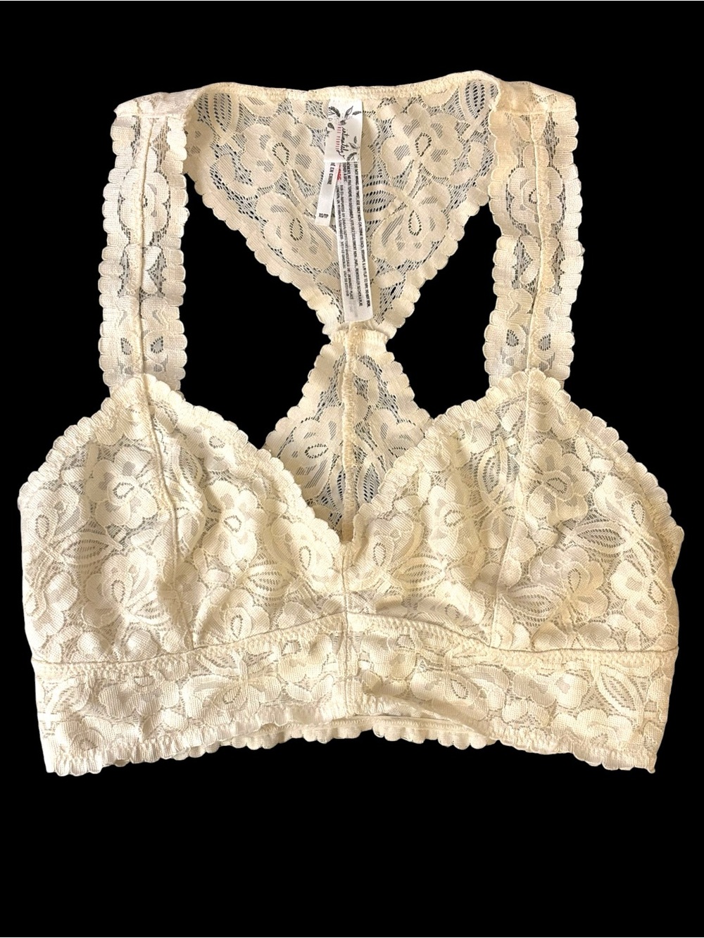 Free People Intimately Ivory Floral Lace Racerback Longline Bralette XS